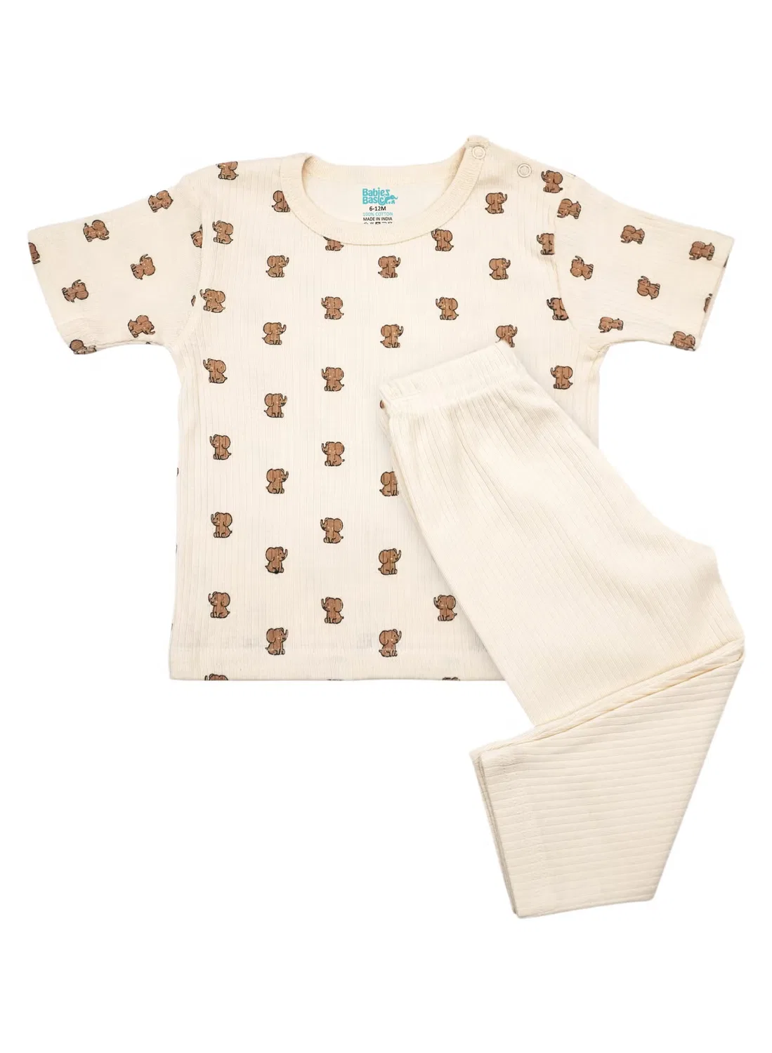 Комплект футболка и пижама с коротким рукавом с принтом Babies Basic, кремовый