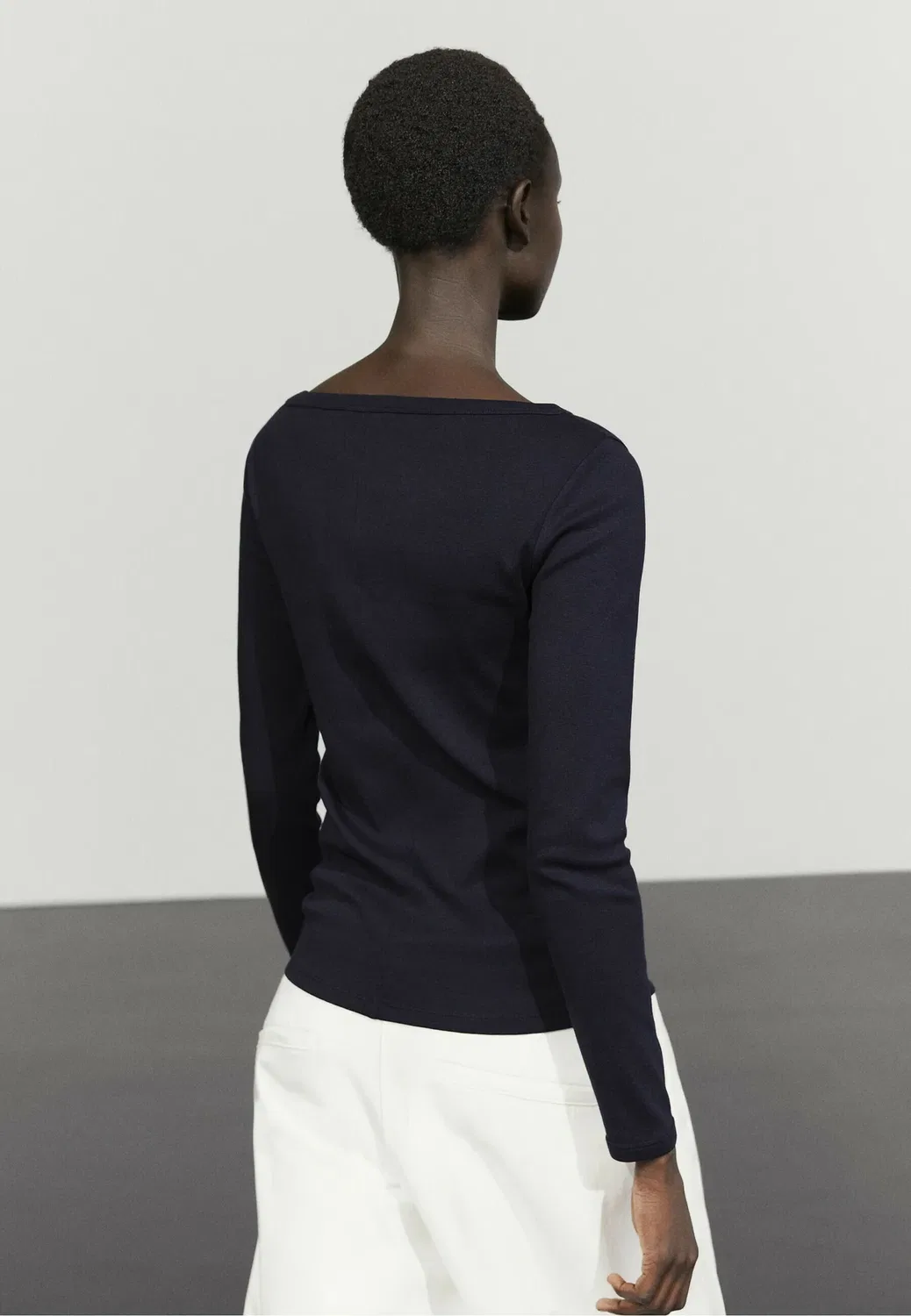 Топ с длинными рукавами Massimo Dutti, Mottled Dark Blue — фото 3
