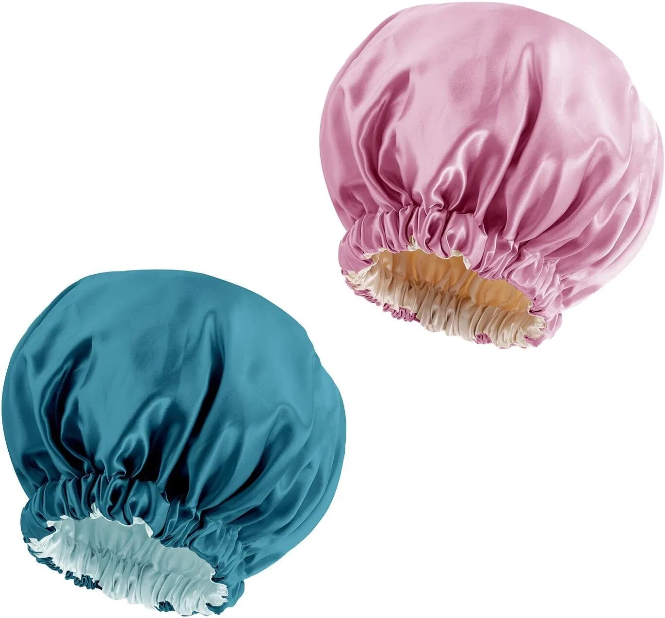 Шапочка для душа Satin Bonnet, Edoneery, 2 шт, 33см, 2 x Blue Zirconia and Dark Pink