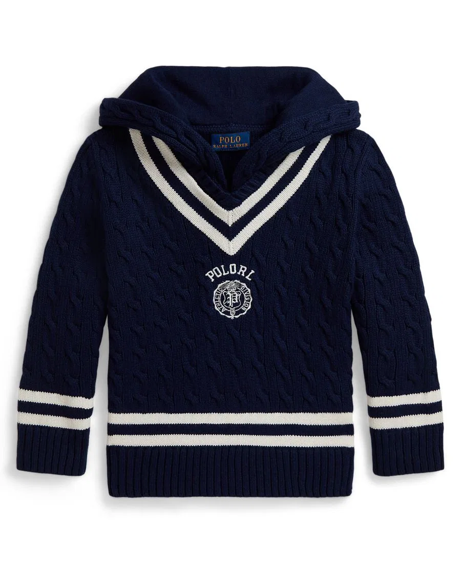 Детский хлопковый свитер с капюшоном Polo Ralph Lauren, Refined Navy
