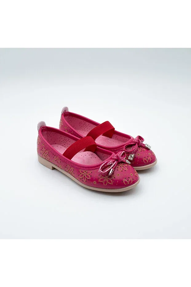 Детские балетки для девочек с цветочным принтом Arçın Shoes, Fuchsia