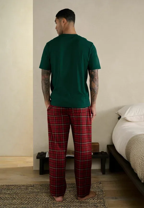 Комплект пижамы из хлопка Regular fit - check short sleeve set, Next, Red Tartan, красный — фото 3