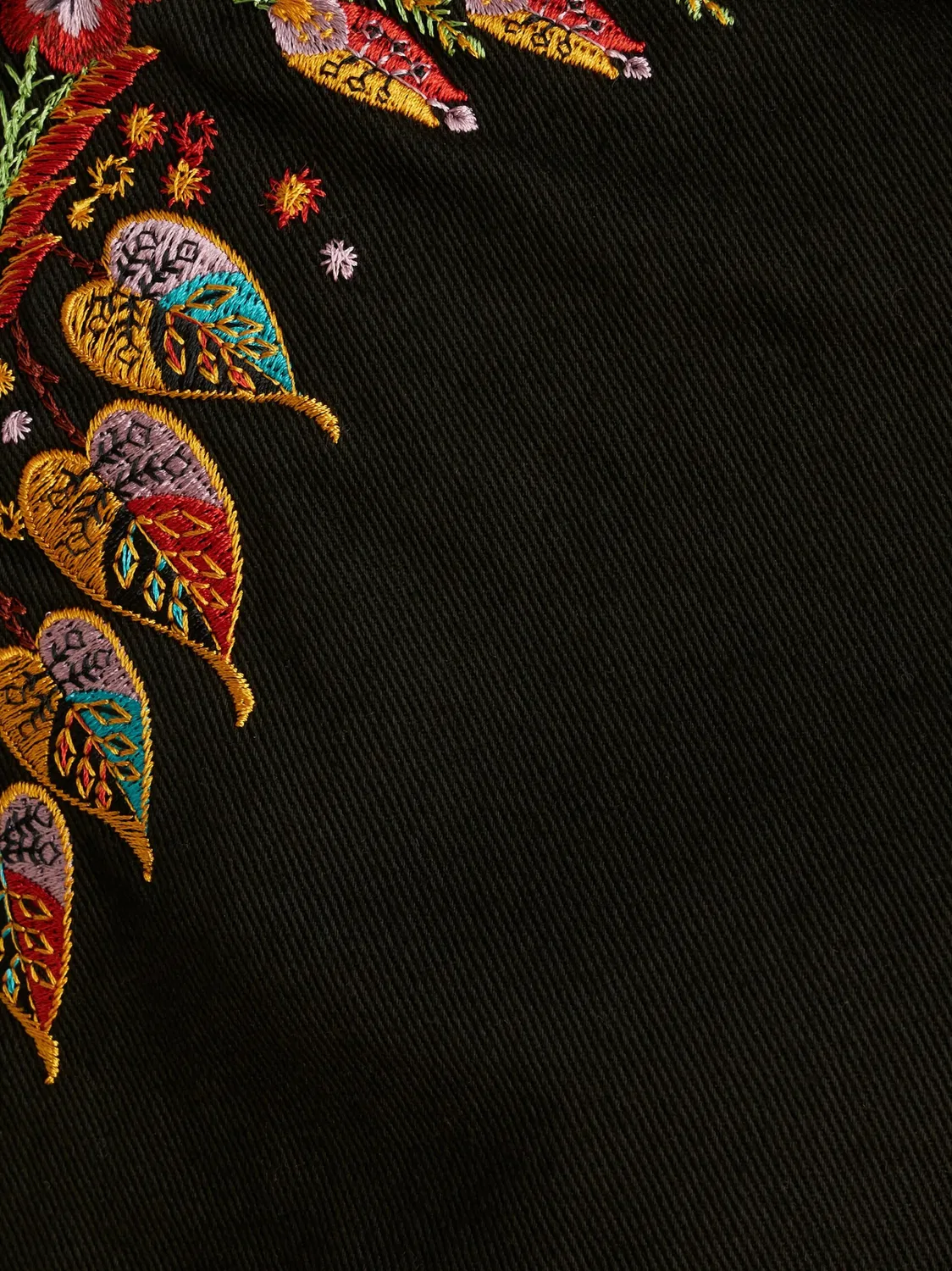 Джинсы с вышивкой листвы средней посадки ETRO, черный — фото 3