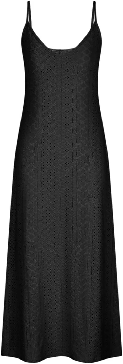 Женское летнее платье макси с рукавами-лепестками, Black — фото 3