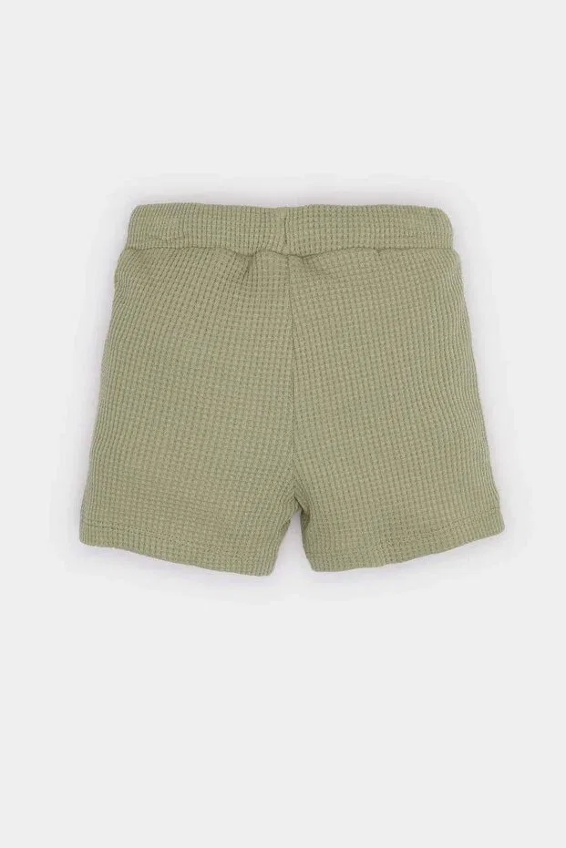 Детские шорты для мальчиков хлопковые Elastic Waist Waffle Shorts Defacto, Khaki — фото 3