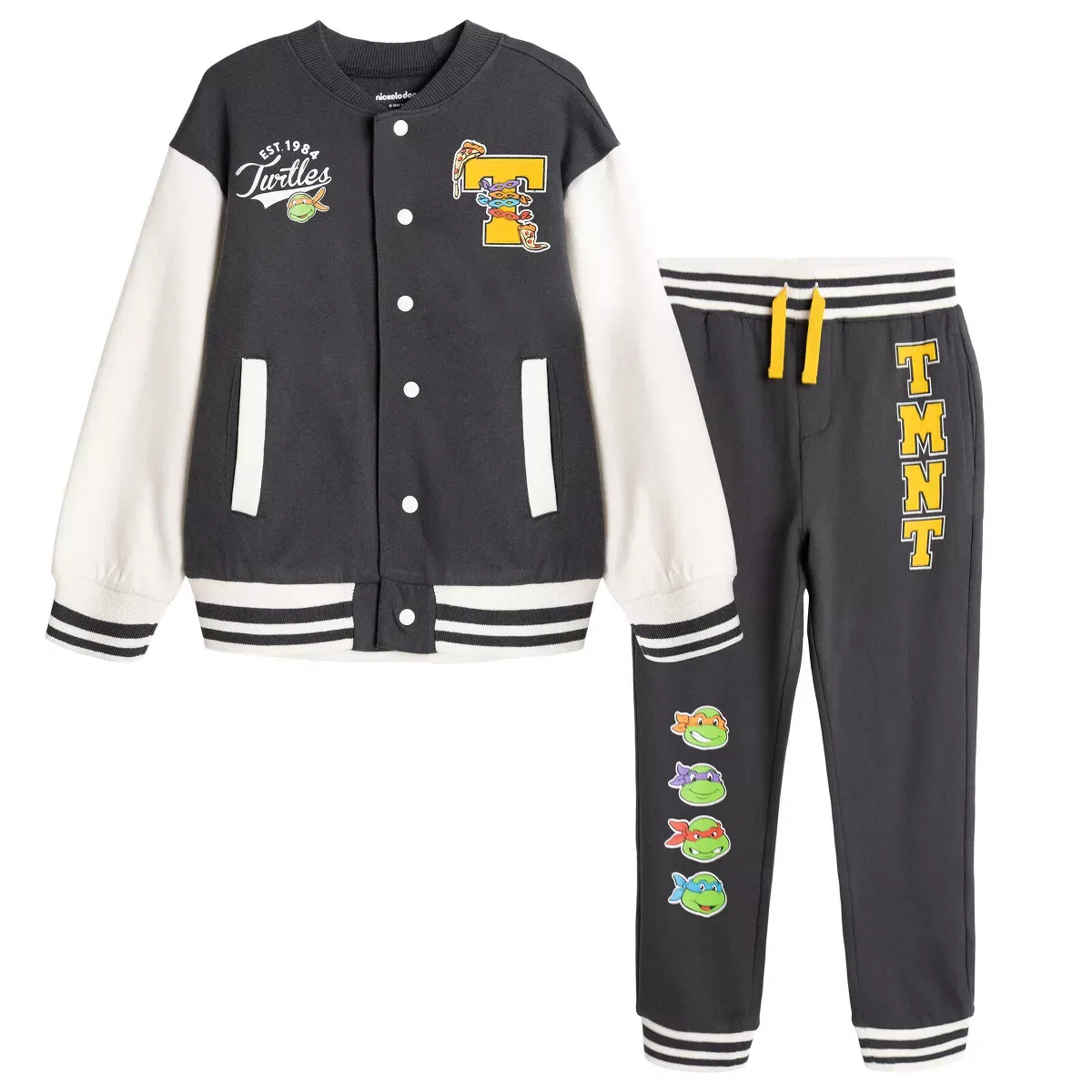Детский комплект куртки и джоггеров с принтом Teenage Mutant Ninja Turtles, Charcoal Blue Gray