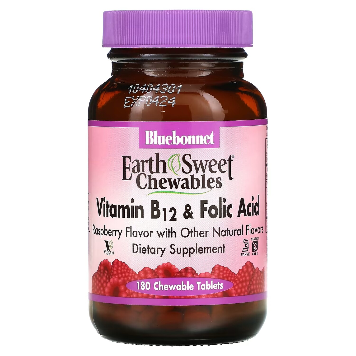 

Bluebonnet Nutrition EarthSweet витамин B-12 и фолиевая кислота натуральный малиновый ароматизатор, 180 жевательных таблеток