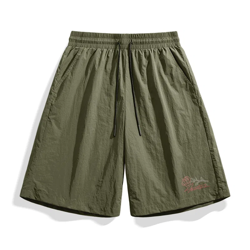Детские шорты повседневные с принтом MINISO, Mountain Urban Techwear Army Green (English Rose Logo on The Front Left of The Pants)