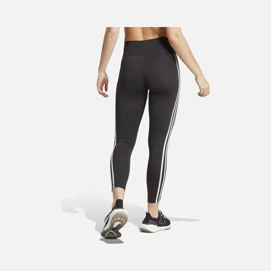 Леггинсы с высокой посадкой с принтом в полоску adidas Train Essentials 3-Stripes, Черный — фото 3