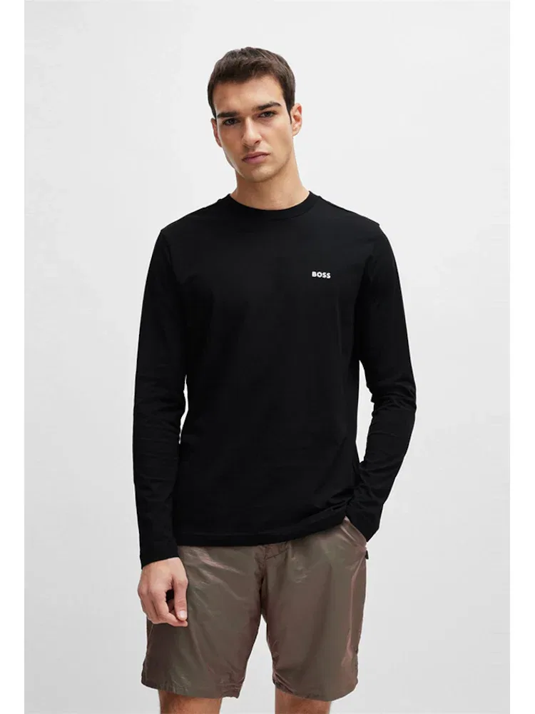 Футболка с длинным рукавом Stretch Cotton BOSS, Black — фото 4