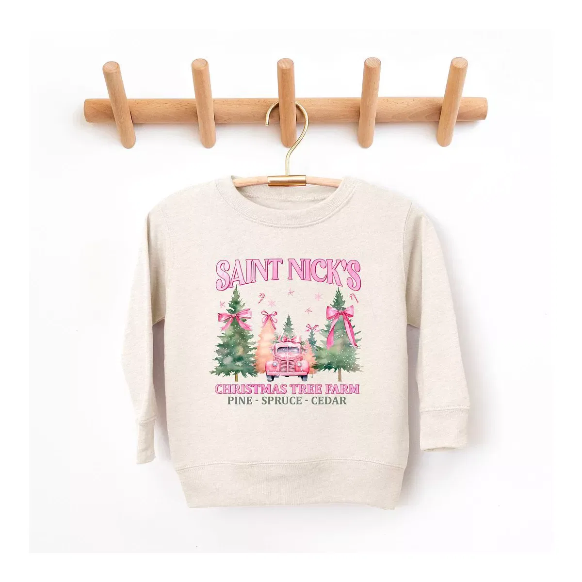 Детский свитшот с принтом Coquette St. Nick's Tree Farm The Juniper Shop, Natural