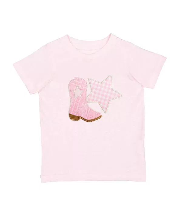 Детская футболка для девочек с принтом Cowgirl Patch Sweet Wink, Ballet Pink