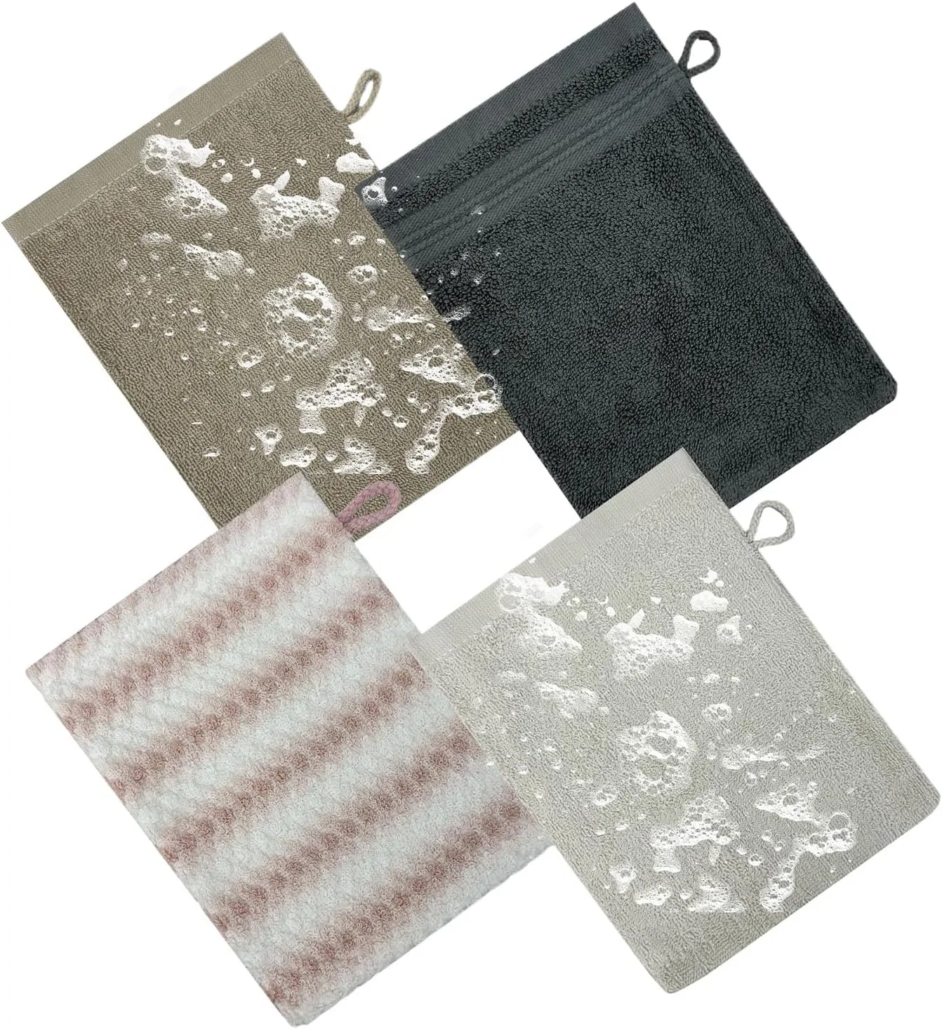 Мочалки для душа, 4 шт, хлопок, 22x15 см, Farbe Gemischt Genérico