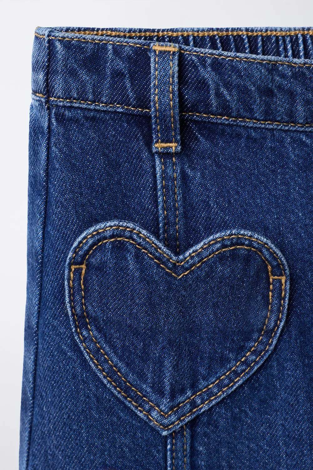 Джинсовая юбка с карманом в форме сердца ZARA, Blue — фото 3