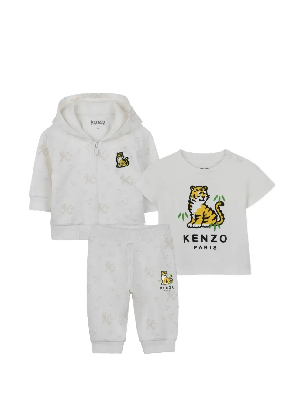 Комплект из трех предметов с принтом Kenzo Kids, бежевый