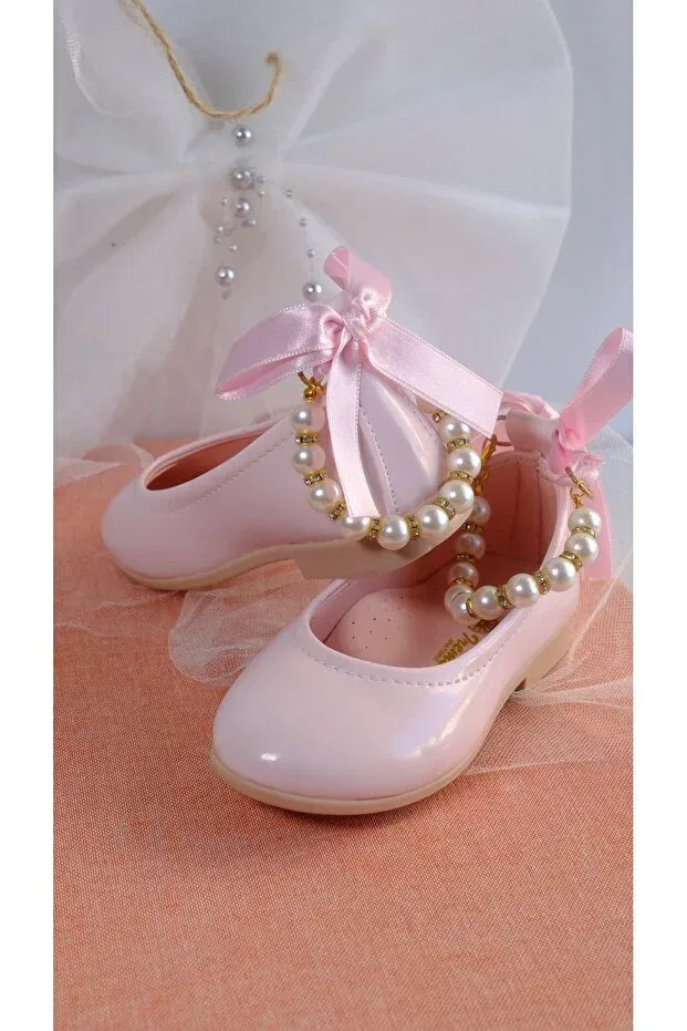 Детские балетки для девочек с жемчугом Pabrik, Bright Pink