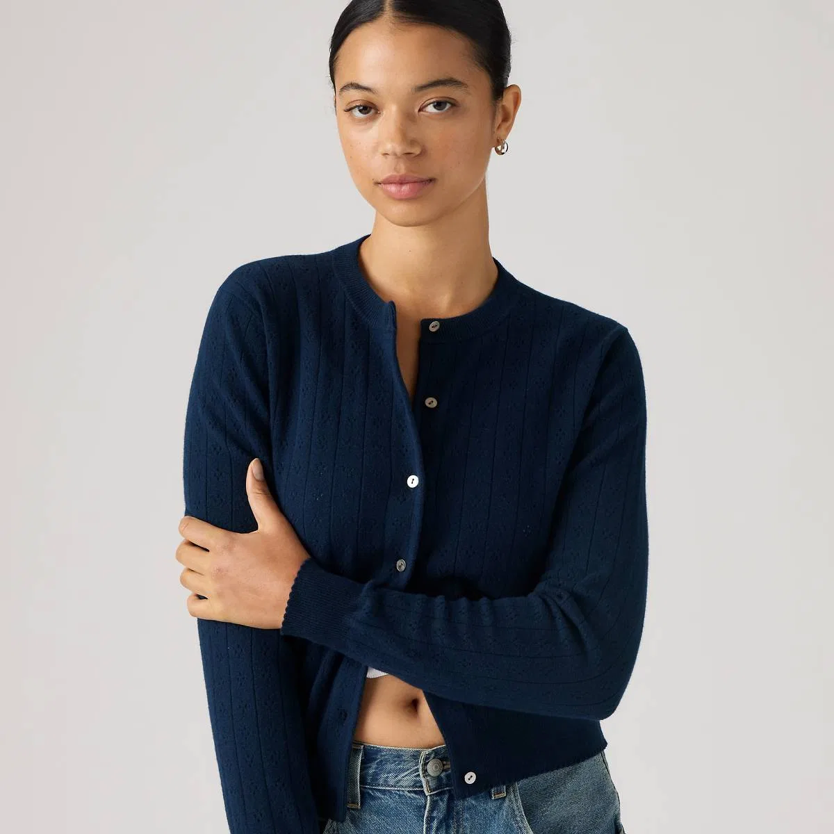 Очень мягкий ажурный кардиган с круглым вырезом Levi's, Navy Blazer - Blue