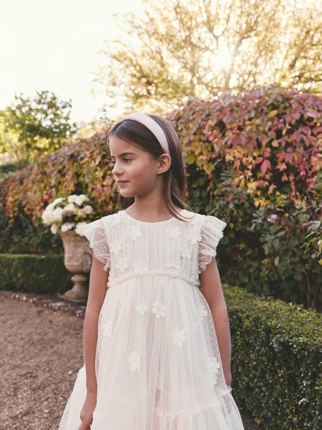 Платье для девочек с 3D цветами, Flower Girl Dress Next, экрю — фото 3