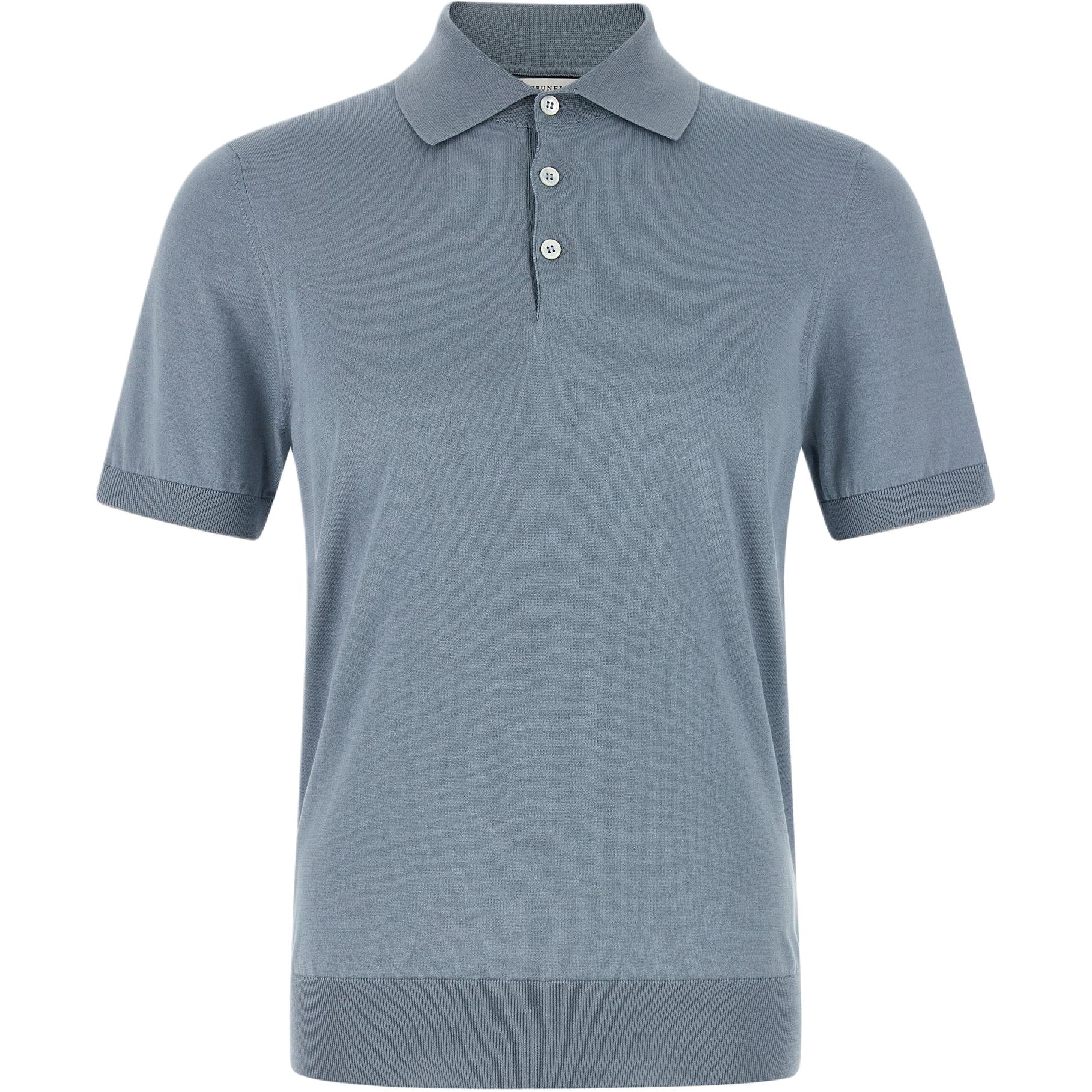 

Хлопковая поло с контрастной отделкой Brunello Cucinelli, светло синий