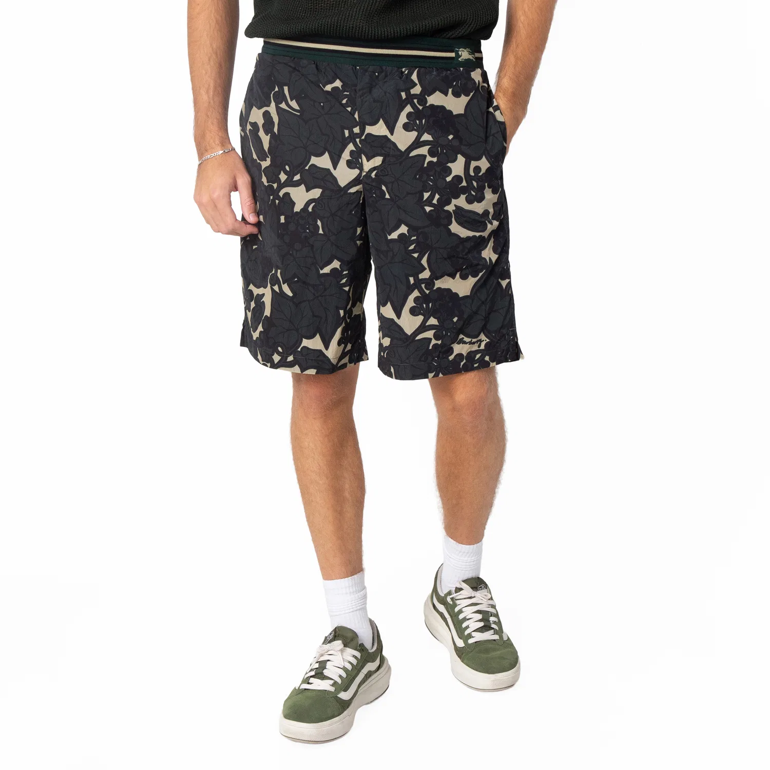 Шорты с принтом Ivy and Duck Motifs Nylon Burberry, Jungle Ip Pattern