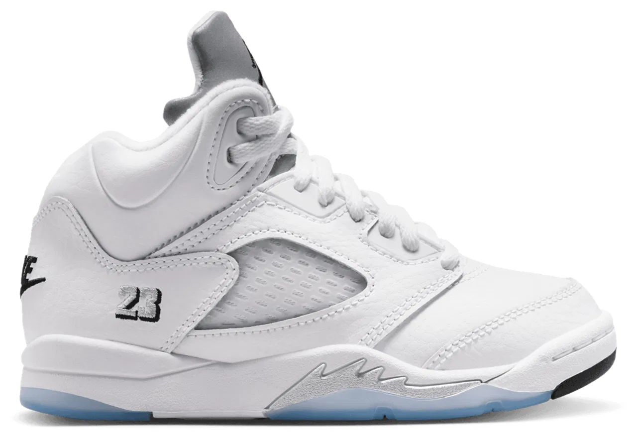 Баскетбольные кроссовки для мальчиков Retro 5 Jordan, белый/серебристый/черный