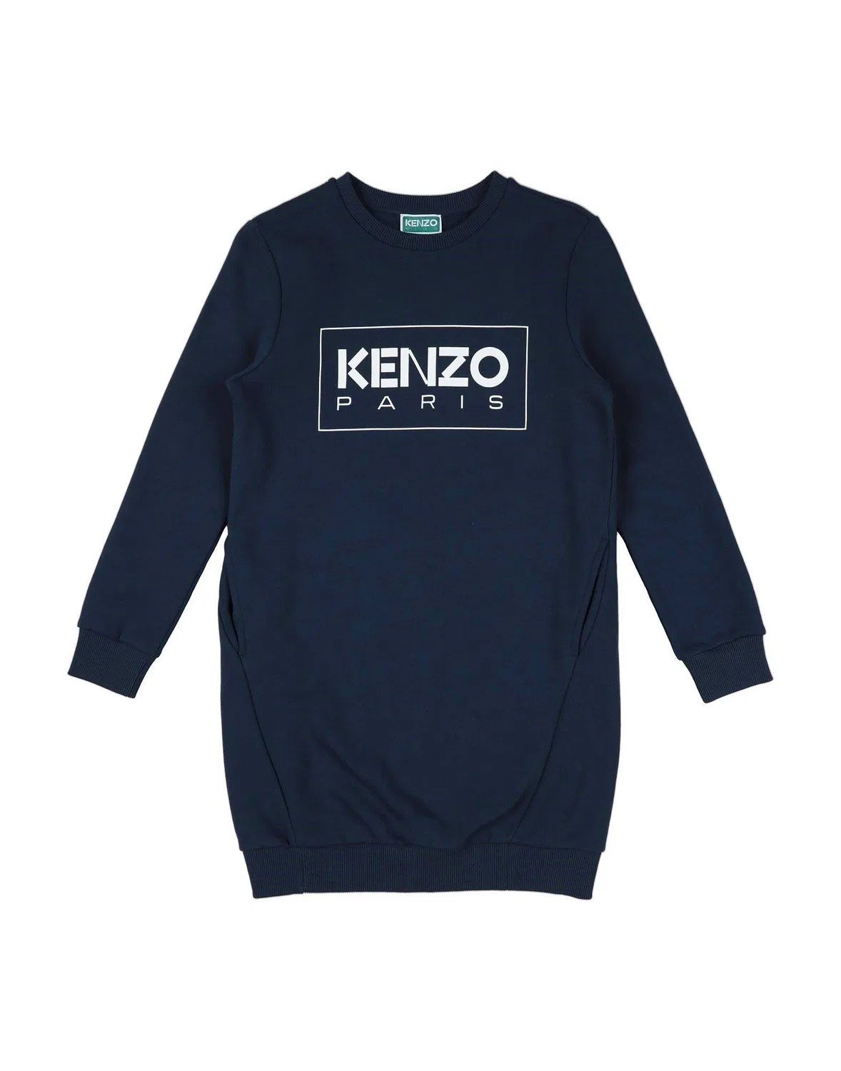 Детское платье из флиса с принтом Kenzo Kids, темно-синий