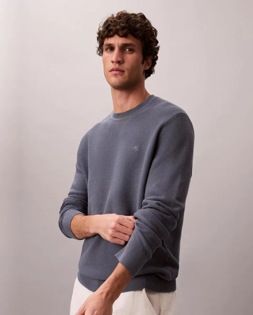 Мужской джемпер из текстурированного хлопка Calvin Klein, Gris Oscuro — фото 4