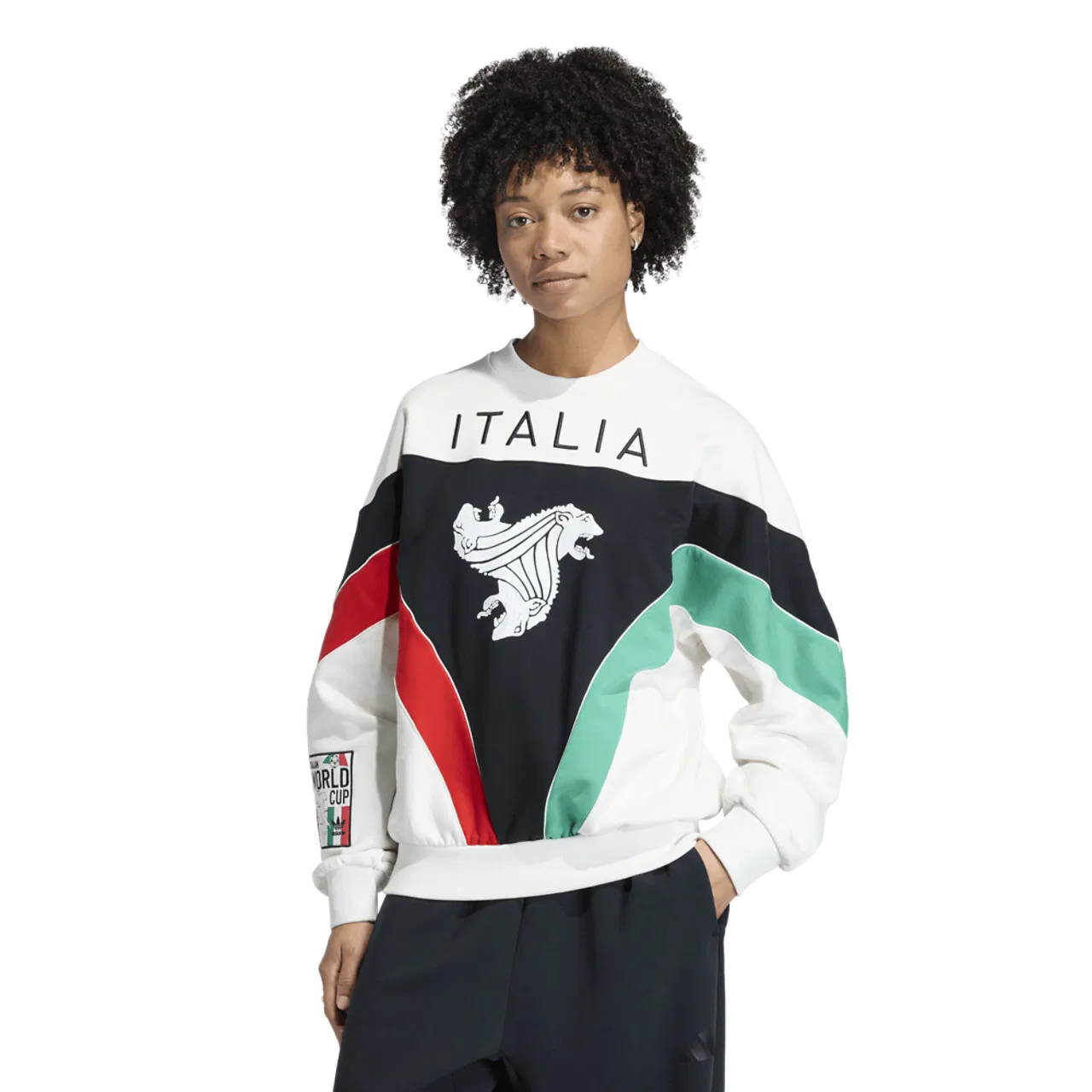 Мужской свитшот с принтом Italia Coppa Del Mundo, adidas, White/Green/Red
