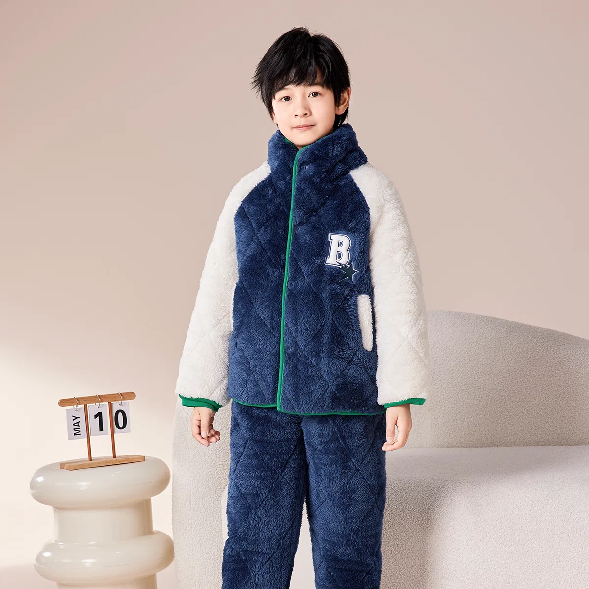 Детский комплект домашней одежды с длинным рукавом Red Bean, Navy Blue — фото 4