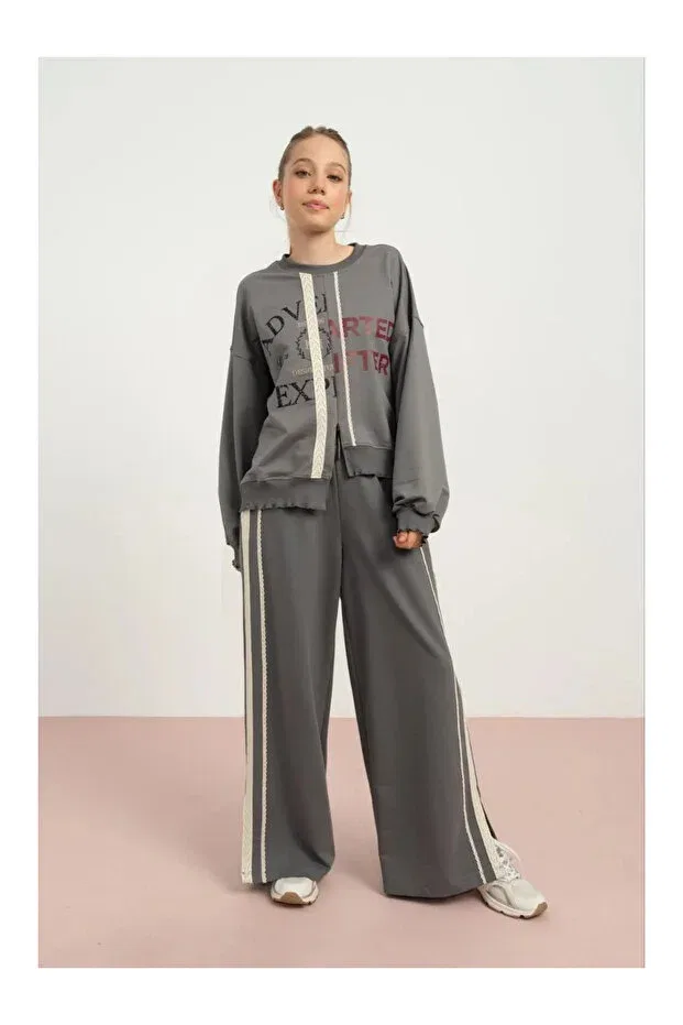 Детские брюки для девочек с разрезом по низу My Lorin Kids Store, Gray