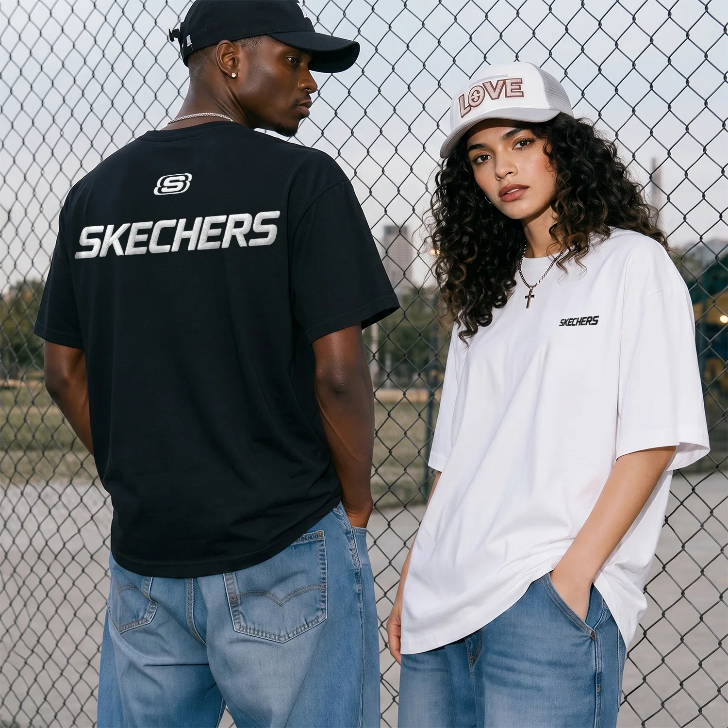 Детская футболка с прямым кроем Black-White Embroidery Skechers — фото 4