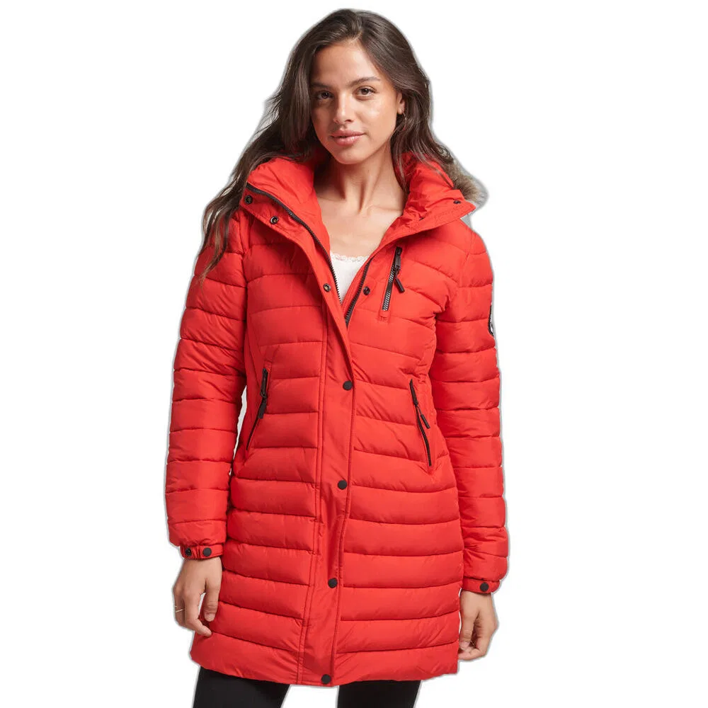 Женская полутораслойная куртка с капюшоном и искусственным мехом Superdry, ROT — фото 2