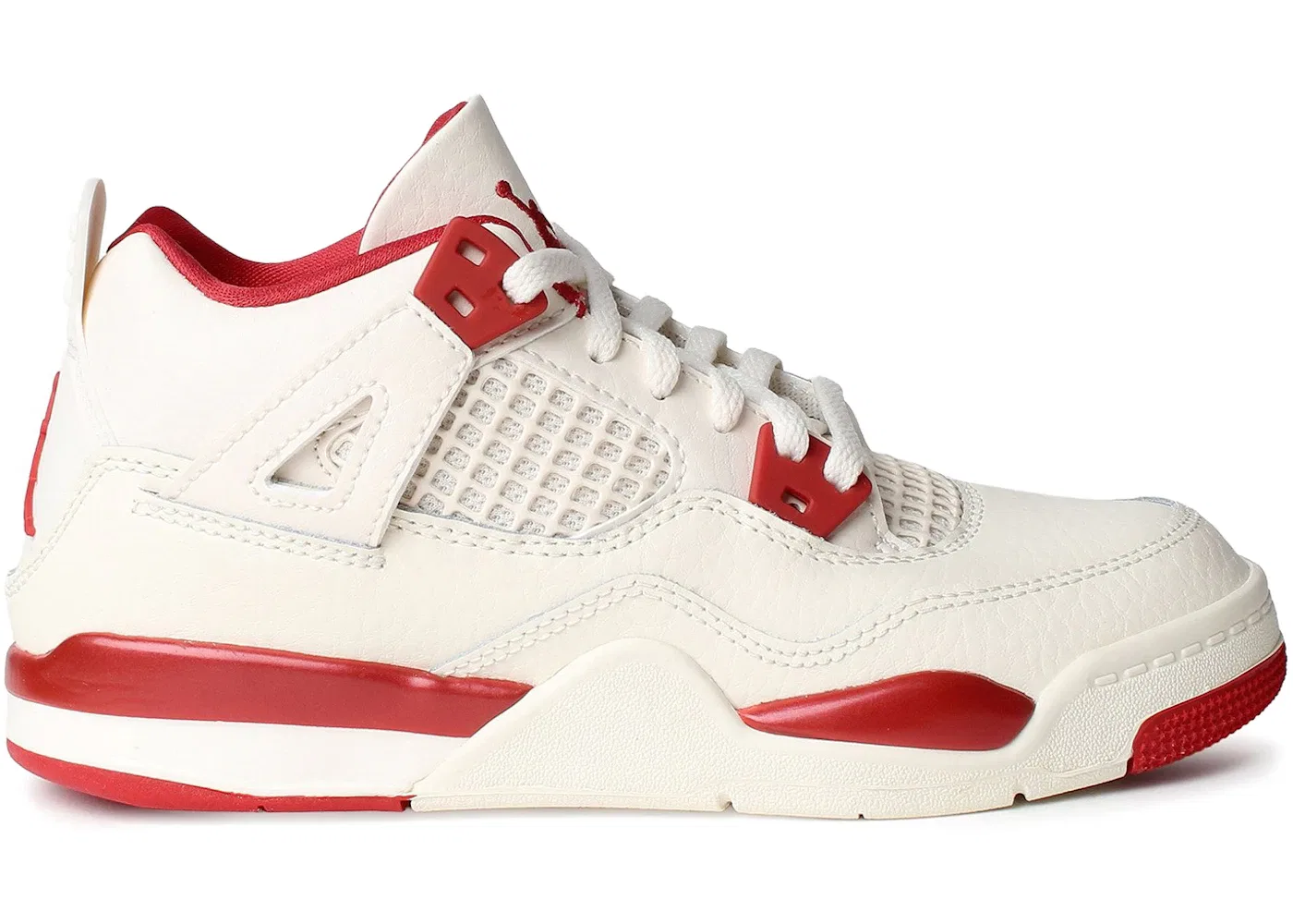 Детские кроссовки с контрастным дизайном Jordan 4 Retro, Pale Ivory/Sierra Red