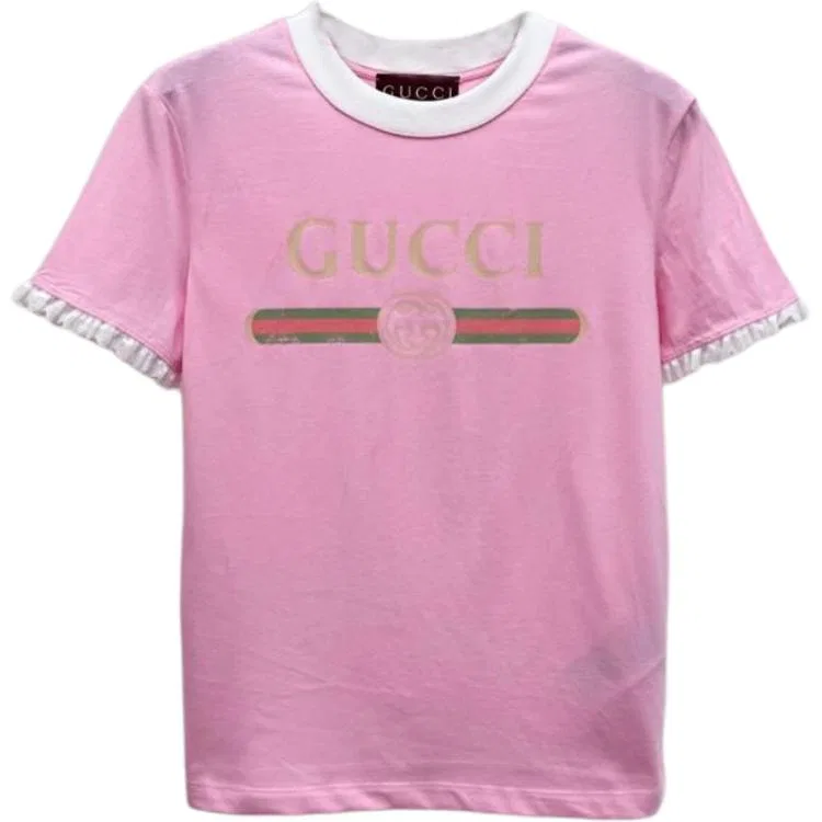 Женская футболка с круглым вырезом и прямым кроем Pink GUCCI, Pink