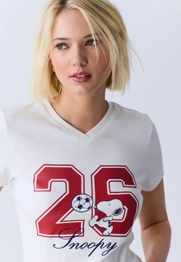 Футболка с принтом Peanuts Slim Next, white, белый — фото 3