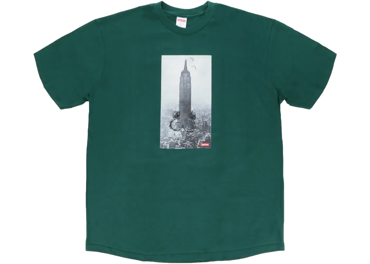 Мужская футболка с принтом Supreme Mike Kelley The Empire State Building Tee, Dark Green
