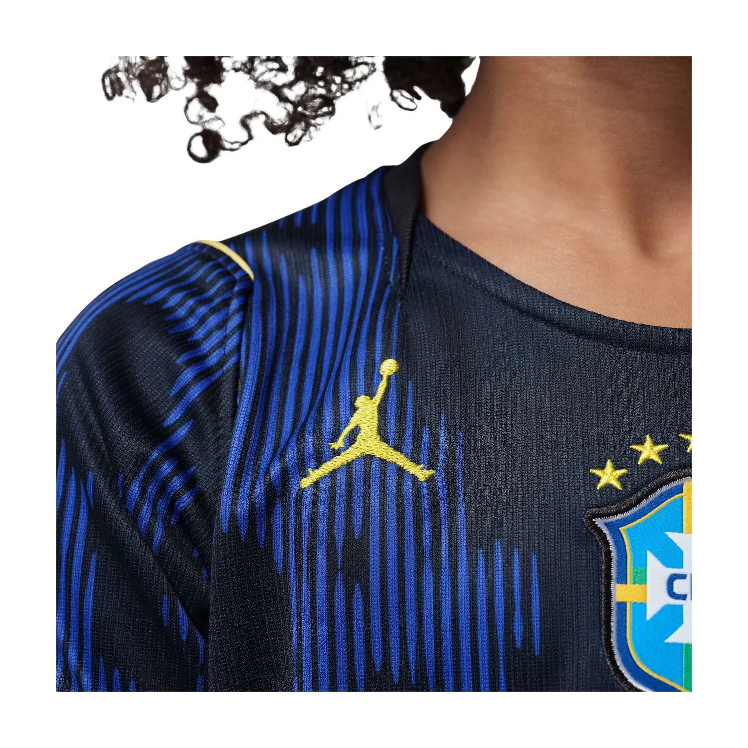 Детская футболка Jordan Brazil 2026 Stadium Away Dri-FIT Soccer Replica Jersey, темно-синий — фото 4