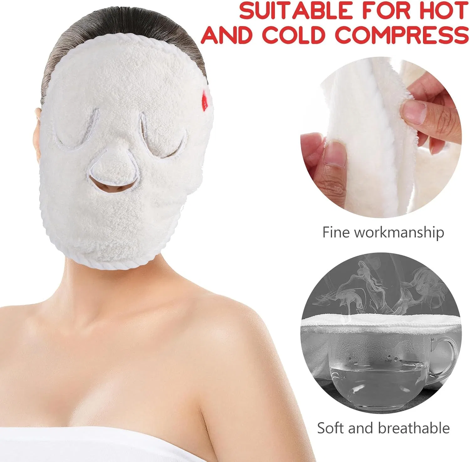 Spa салфетки для лица 2 шт, коралловый флис 25x25 см, Alipis, Weiß — фото 3