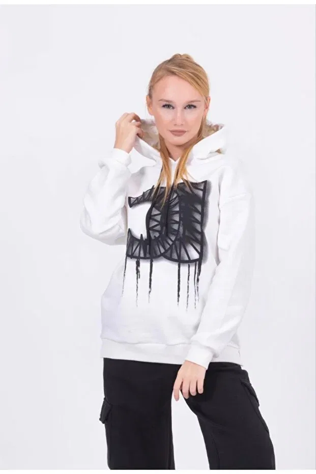 Детское худи для девочек с принтом Loco Loco, White
