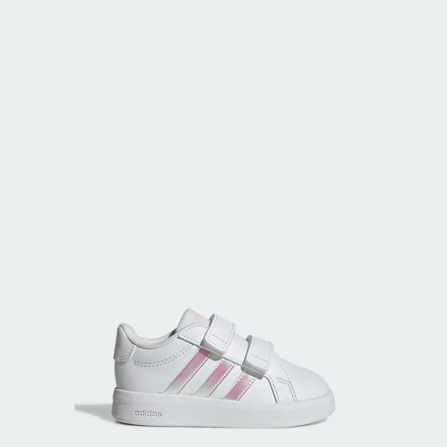 Детские кроссовки на липучках GRAND COURT 3.0 Adidas Sportswear, белый с переливающимся отливом