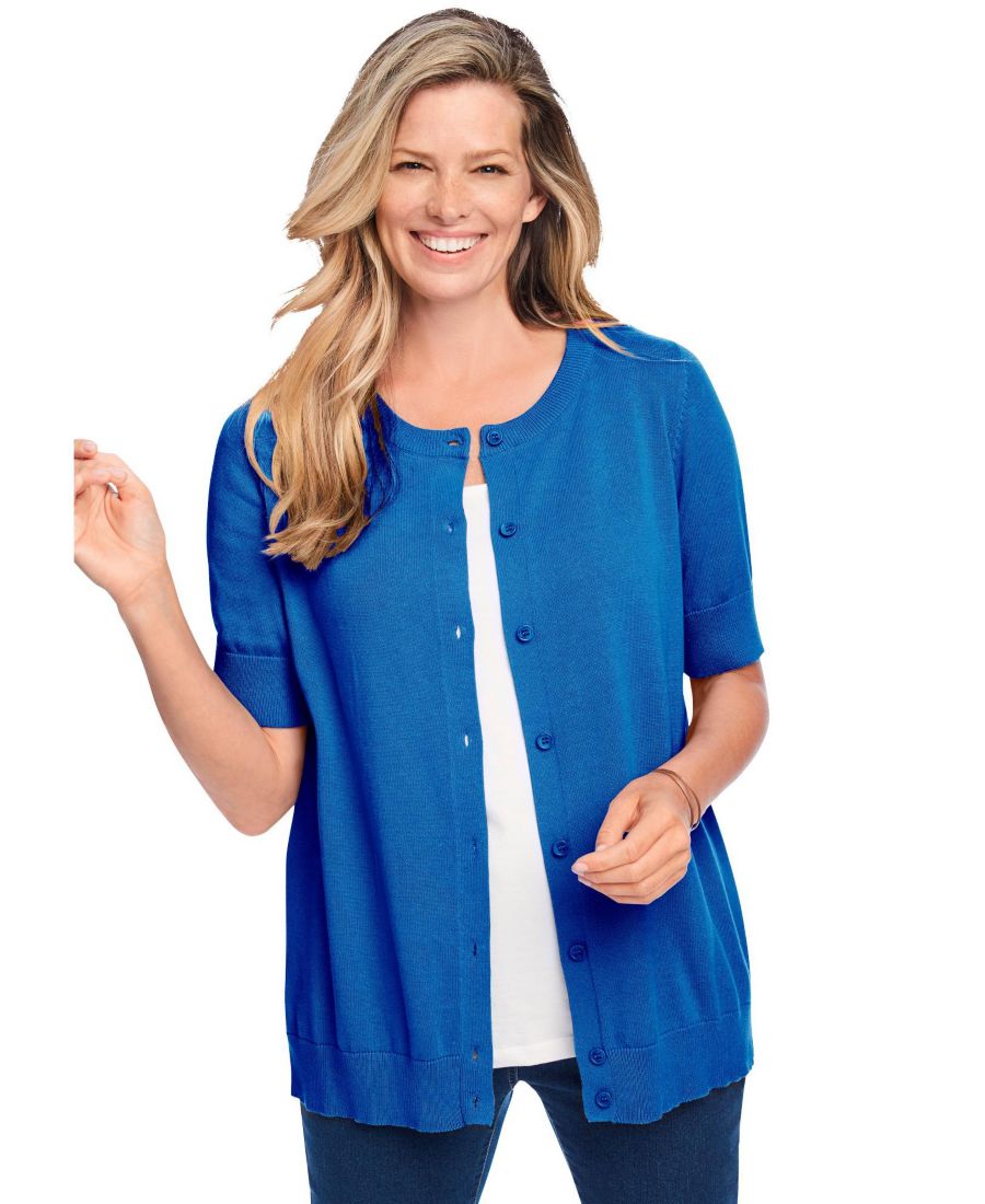 

Женский кардиган Within Perfect с рукавами до локтя Woman Within, Bright cobalt