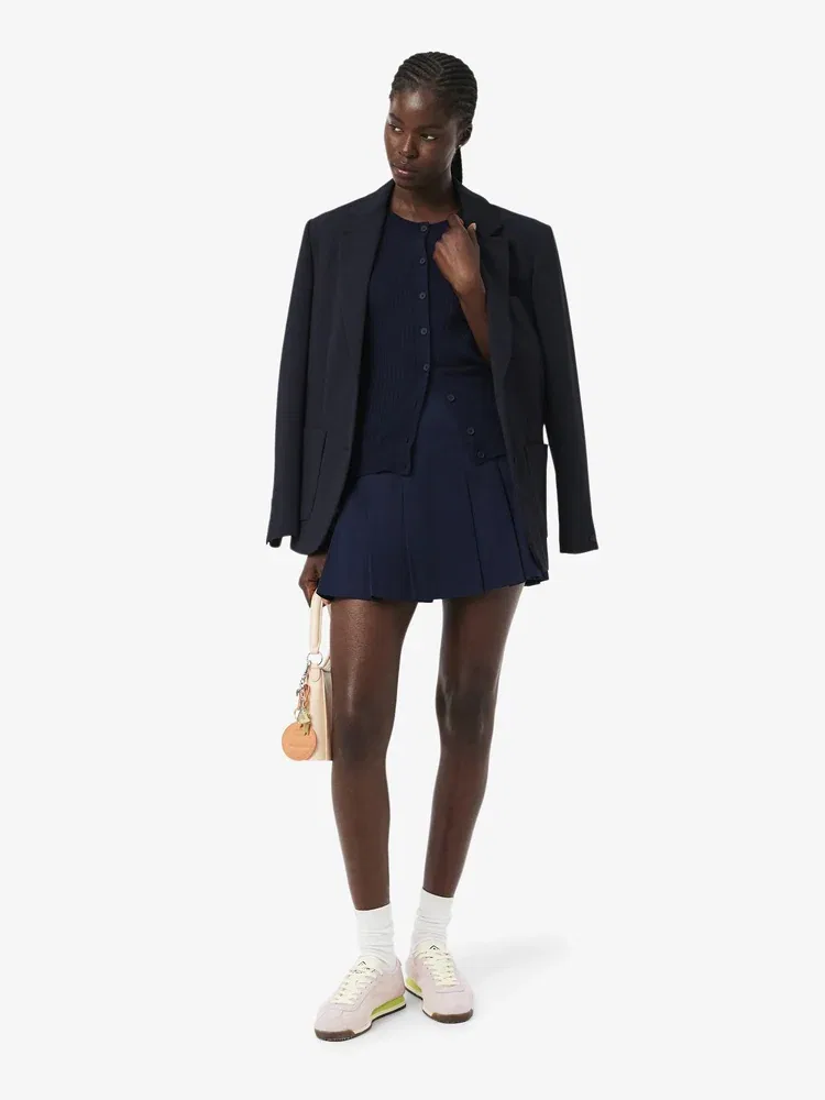 Кардиган LACOSTE Navy из мериносовой шерсти, V-образный вырез, темно-синий