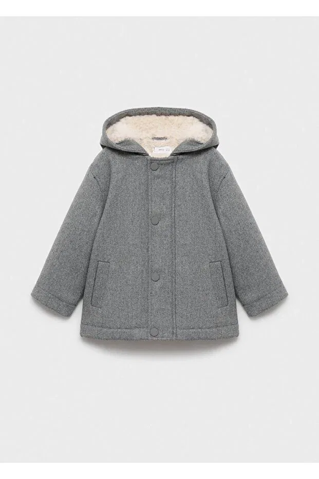 Детское пальто для девочек с капюшоном Mango Baby, Gray