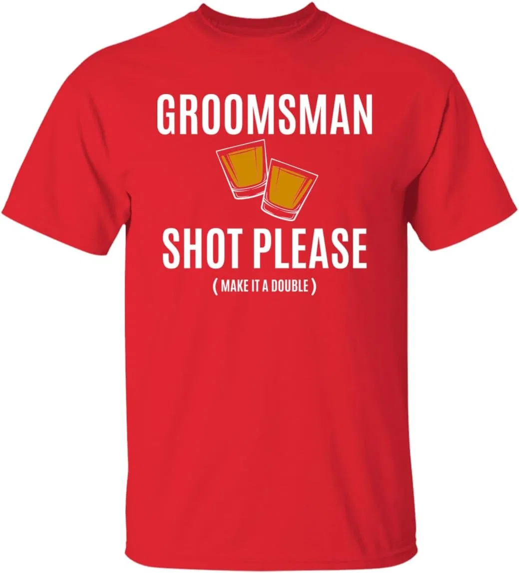 Футболка с принтом Bachelor Party Funny Groomsman Shot Please, Red