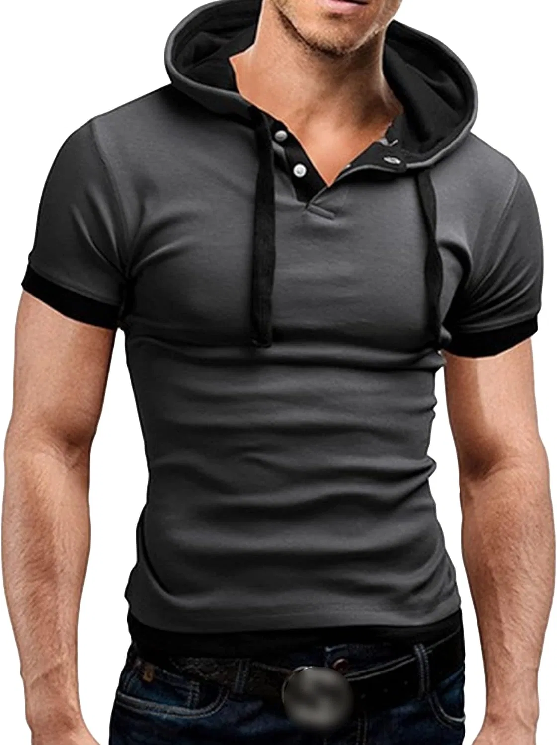 Мужская футболка с капюшоном Slim Fit, Grey