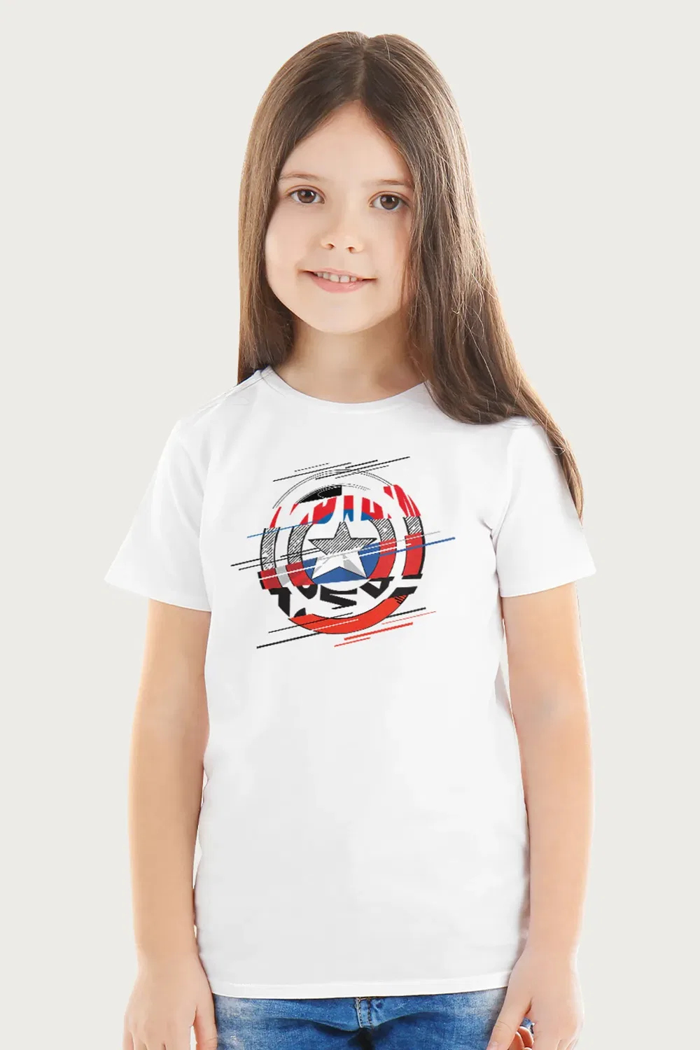 Футболка с принтом Slashed Shield Captain America, White