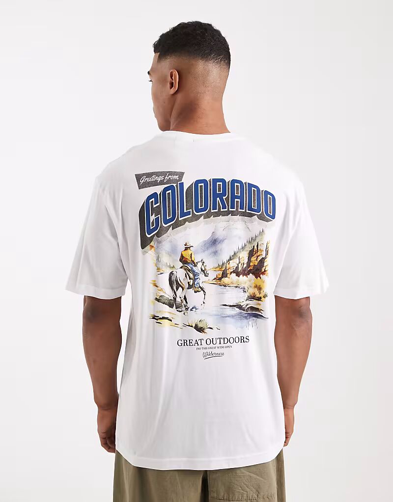 

Футболка & SONS свободного кроя с принтом «Колорадо» на спине белого цвета Only & Sons, Белый, Футболка & SONS свободного кроя с принтом «Колорадо» на спине белого цвета Only & Sons