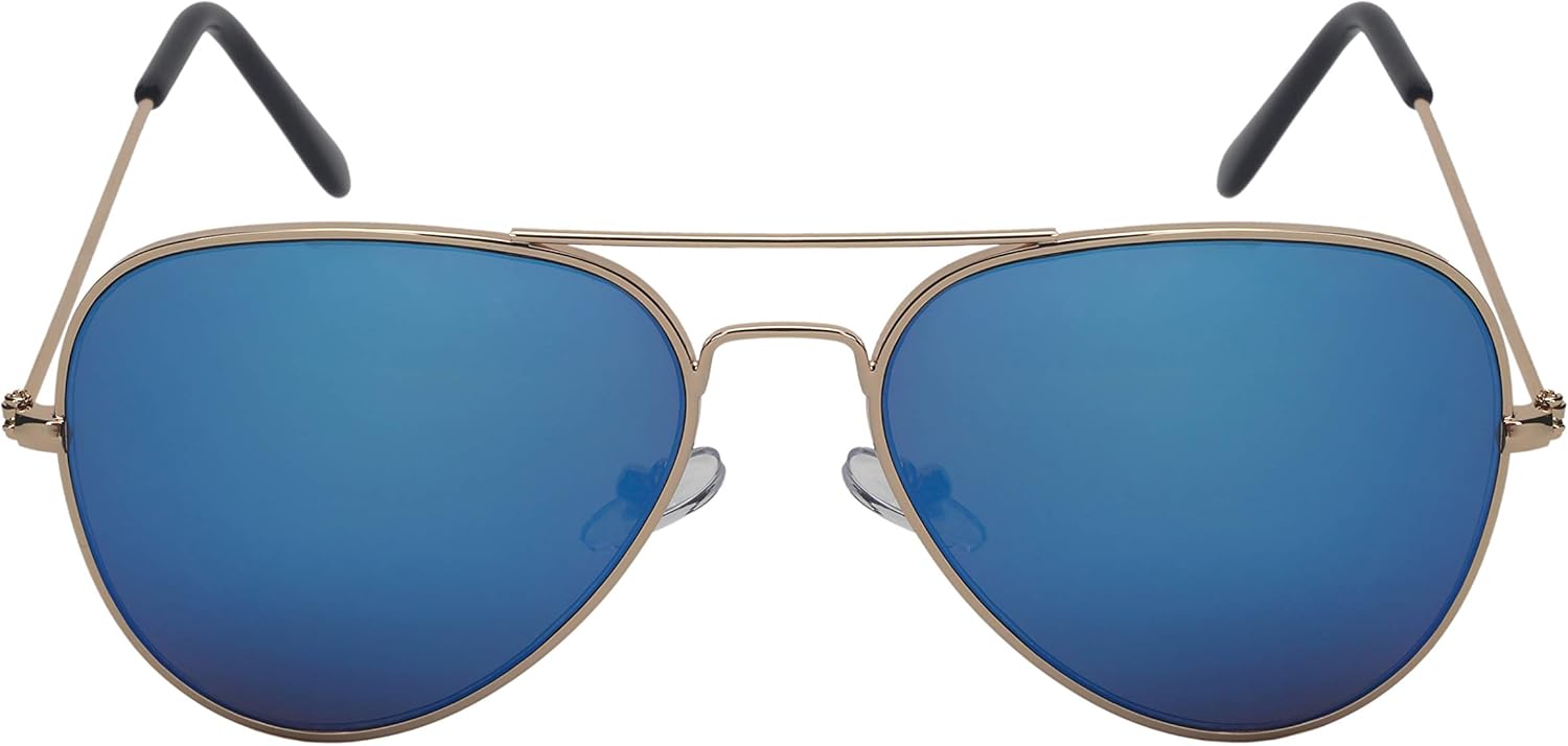 

Классические солнцезащитные очки-авиаторы в военном стиле EDGEIWEAR с цветными зеркальными линзами для мужчин и женщин. В комплекте чехол для чистки. M25095A-REV-S1, (Pack of 2) Gold Blue + Silver White