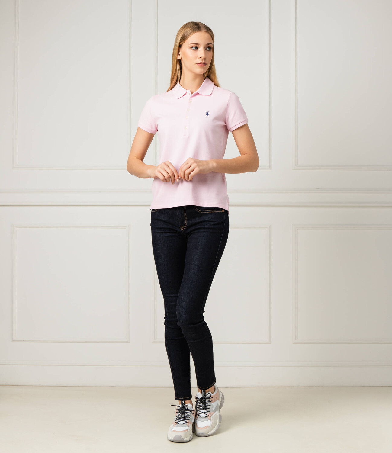 Поло Ralph Lauren Slim Fit Pique, пудрово-розовый — фото 2