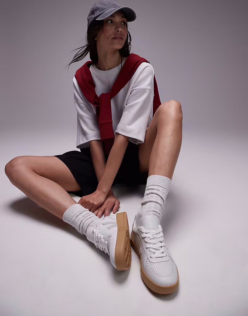 Кроссовки VEJA V-10 из натуральной кожи экстра-белого цвета — фото 3